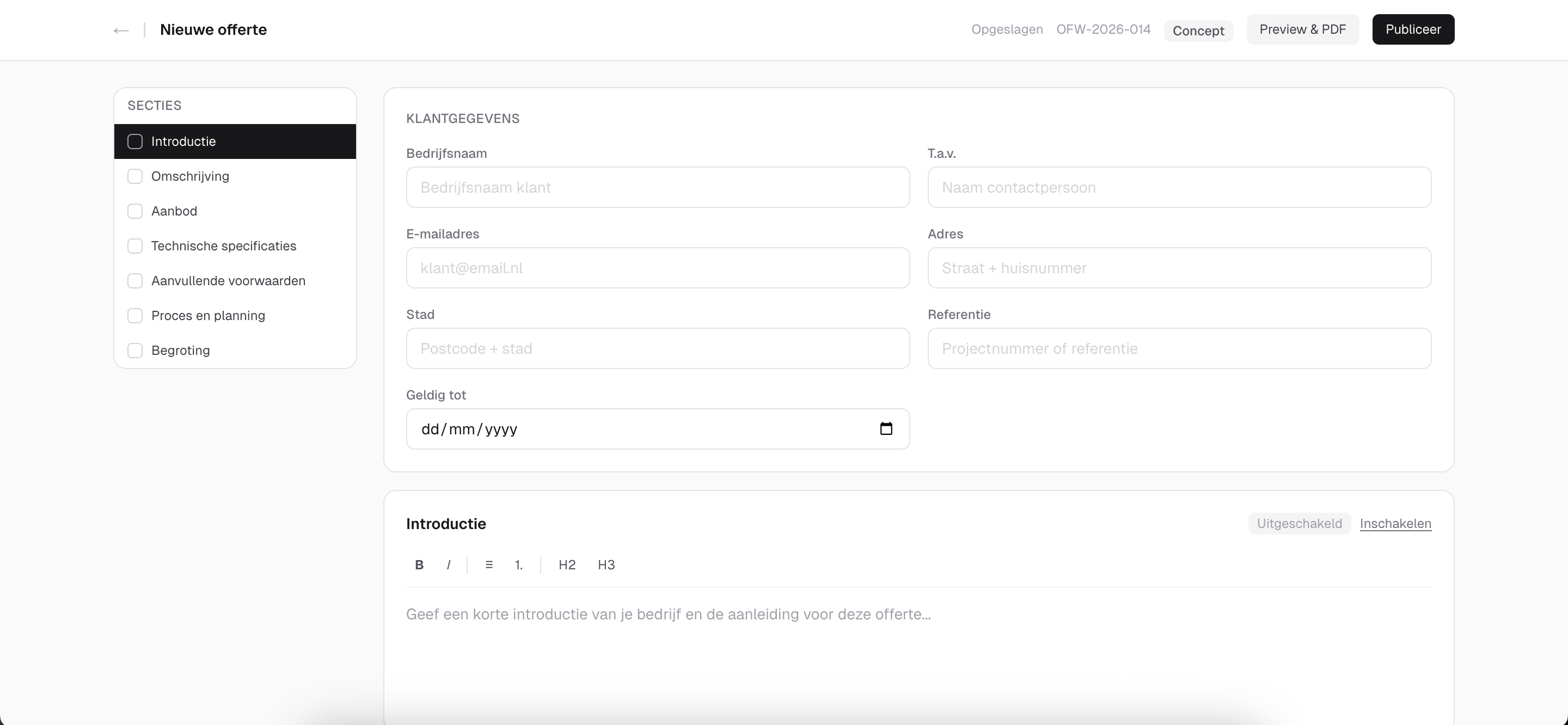 Rich-text proposal editor
